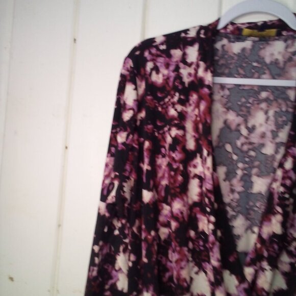 Rachel Rachel Roy Blouse Women M Long Sleeve V-Neck Wrap Floral Black Purple - Picture 4 of 14